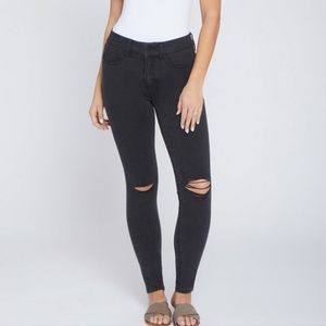 Seven7 Jeans Tummyless High Rise Skinny black ripped knees
